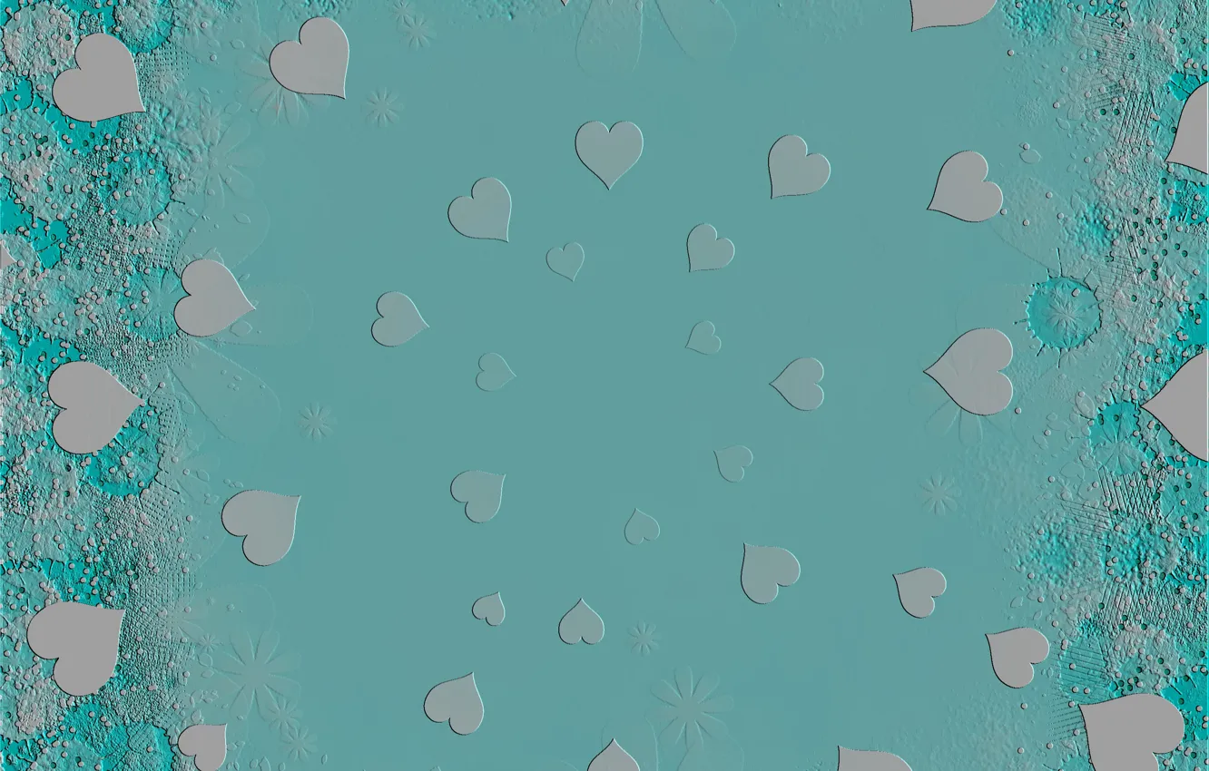Photo wallpaper abstraction, background, texture, hearts, blue background