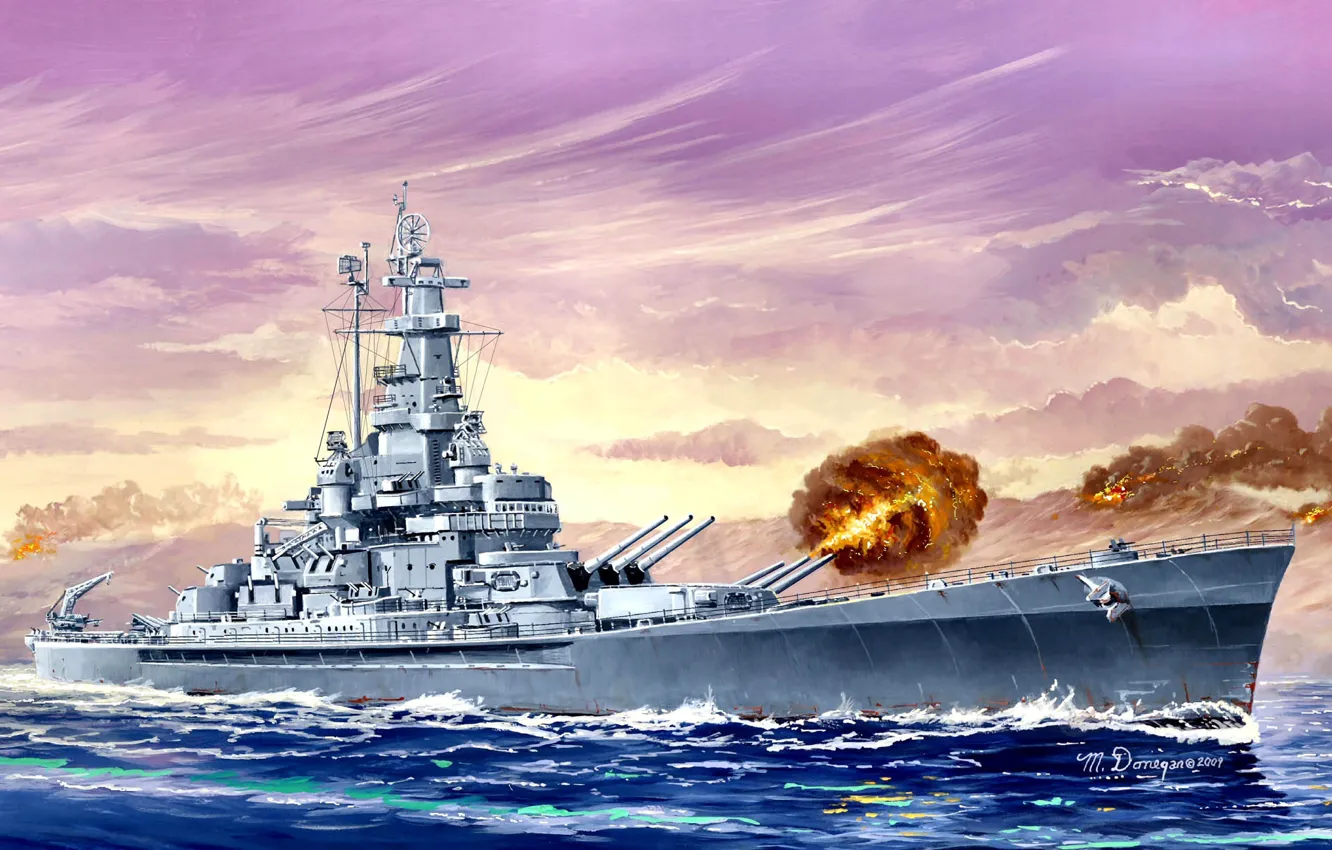 Photo wallpaper battleship, US NAVY, Naval forces of the United States, battleship USA, USS Massachusetts, BB-59, Michael …