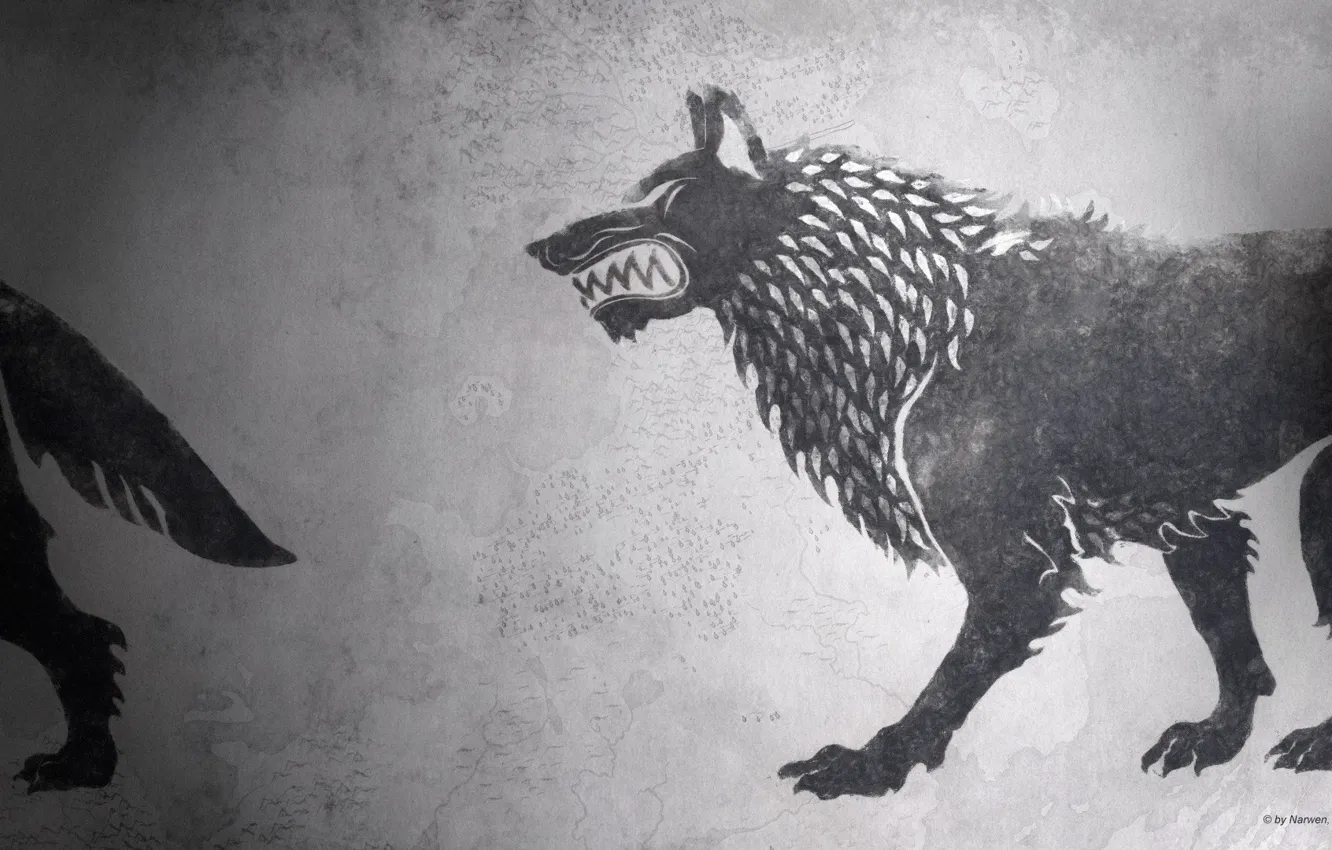 Photo wallpaper game of thrones, a song of ice and fire, fan art, House Stark, HBO, darewolf