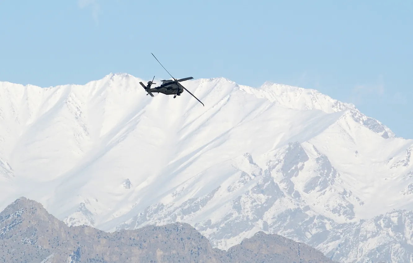 Photo wallpaper flight, mountains, helicopter, multipurpose, UH-60, Black Hawk, "Black hawk down"