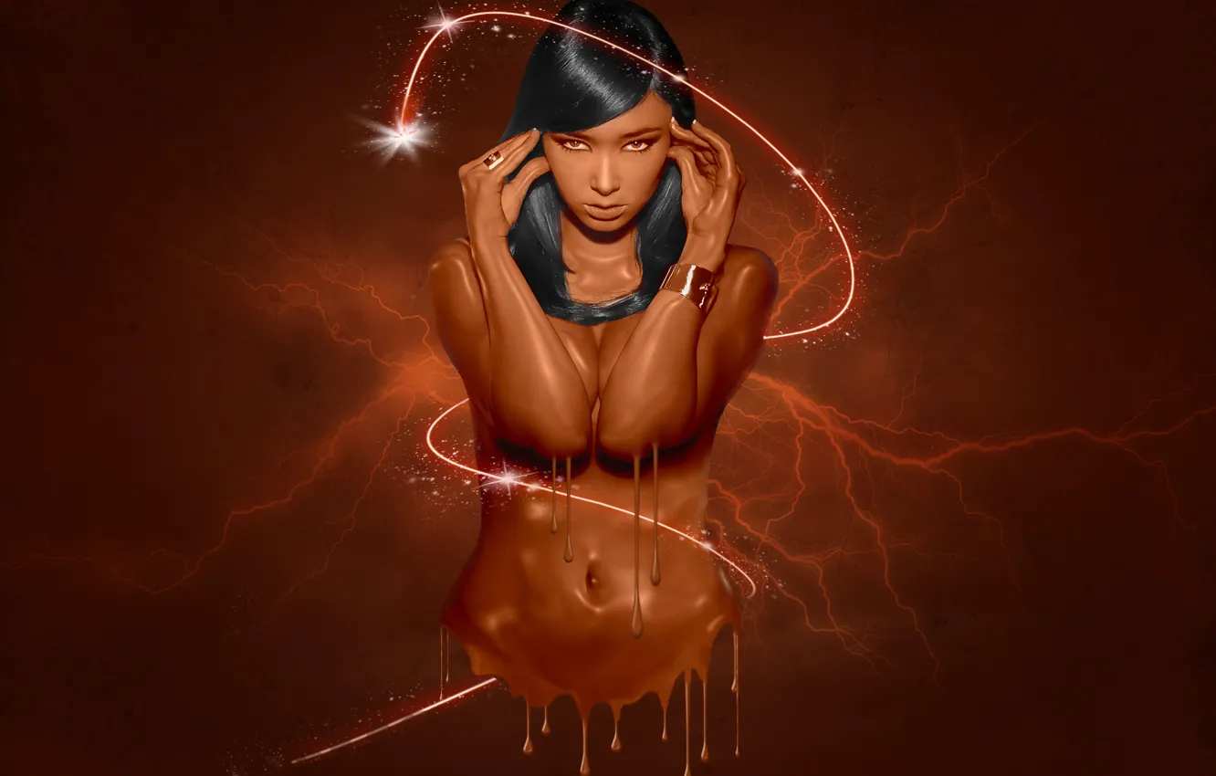 Photo wallpaper girl, chocolat, shikolad