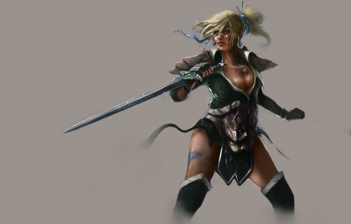 Photo wallpaper background, Girl, sword, warrior