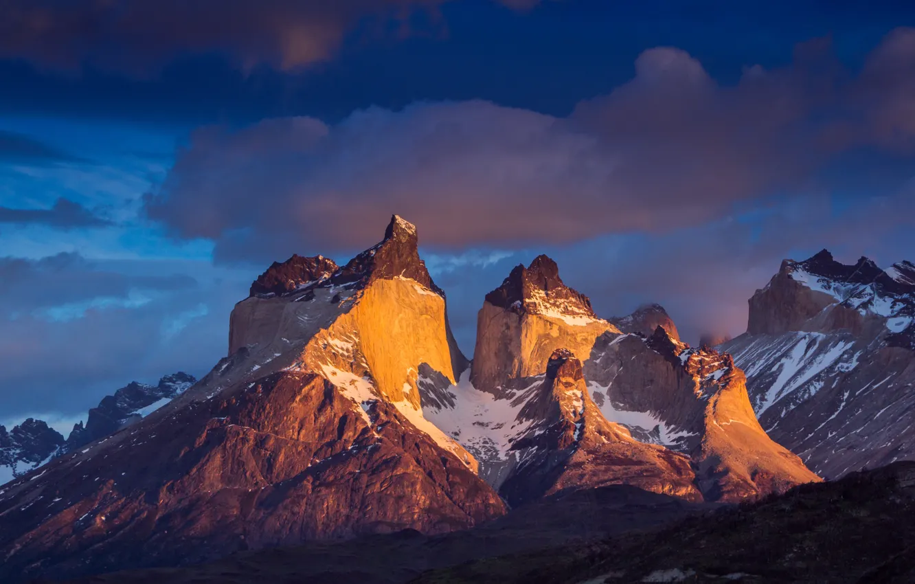 Photo wallpaper clouds, mountains, nature, rocks, Chile, Chile, Patagonia, Patagonia