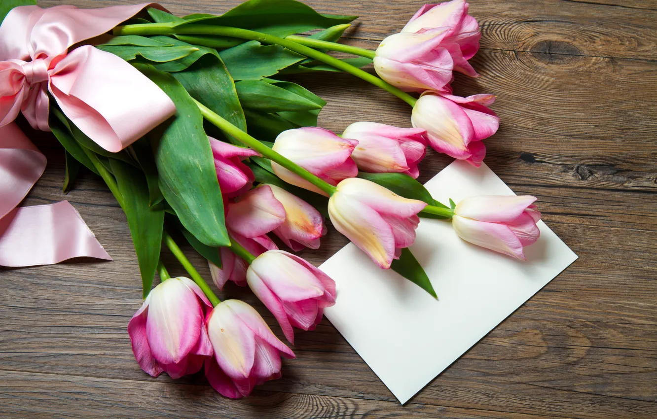 Photo wallpaper bouquet, tape, tulips