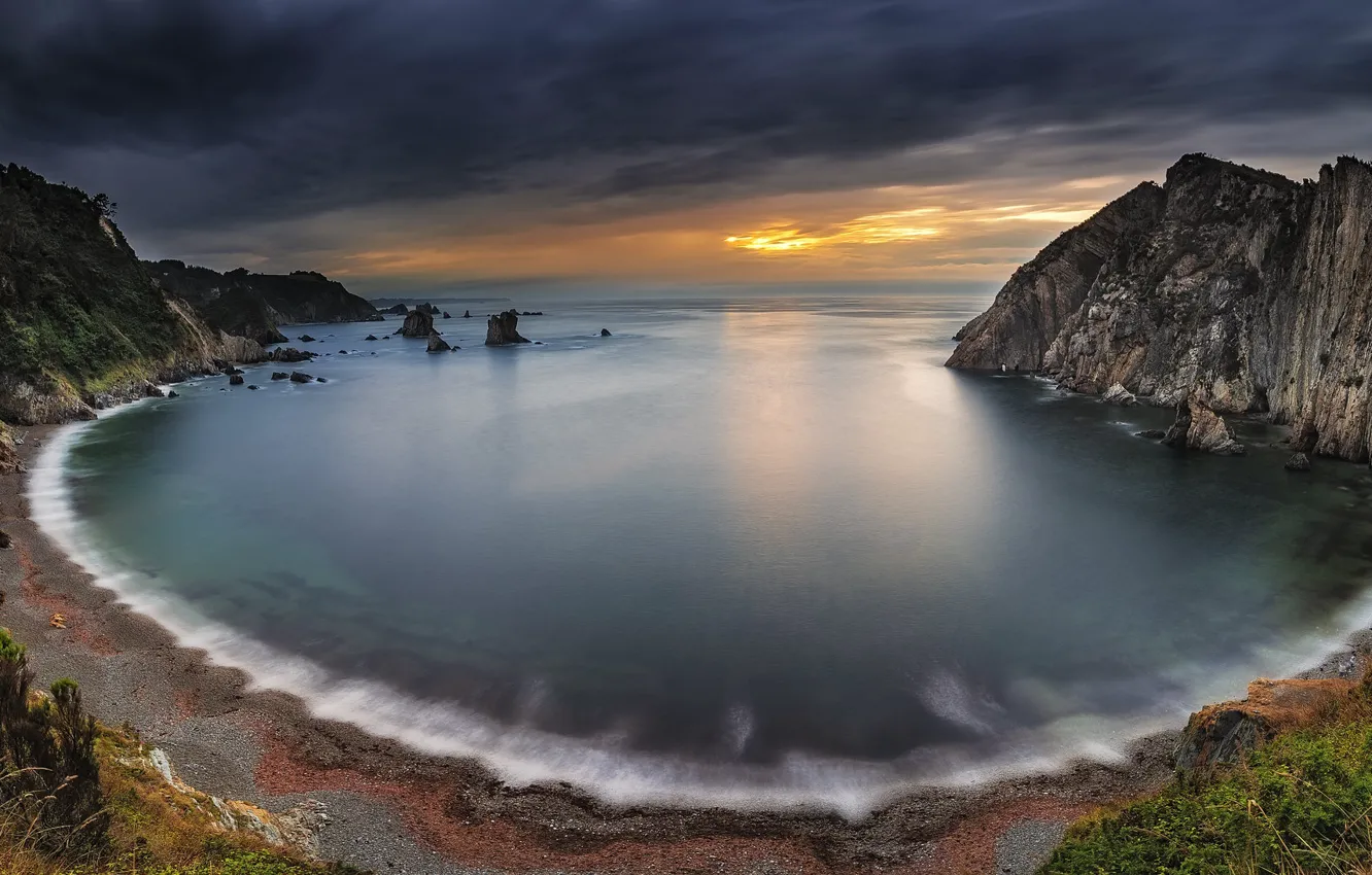 Photo wallpaper sea, summer, sunset, shore, Bay