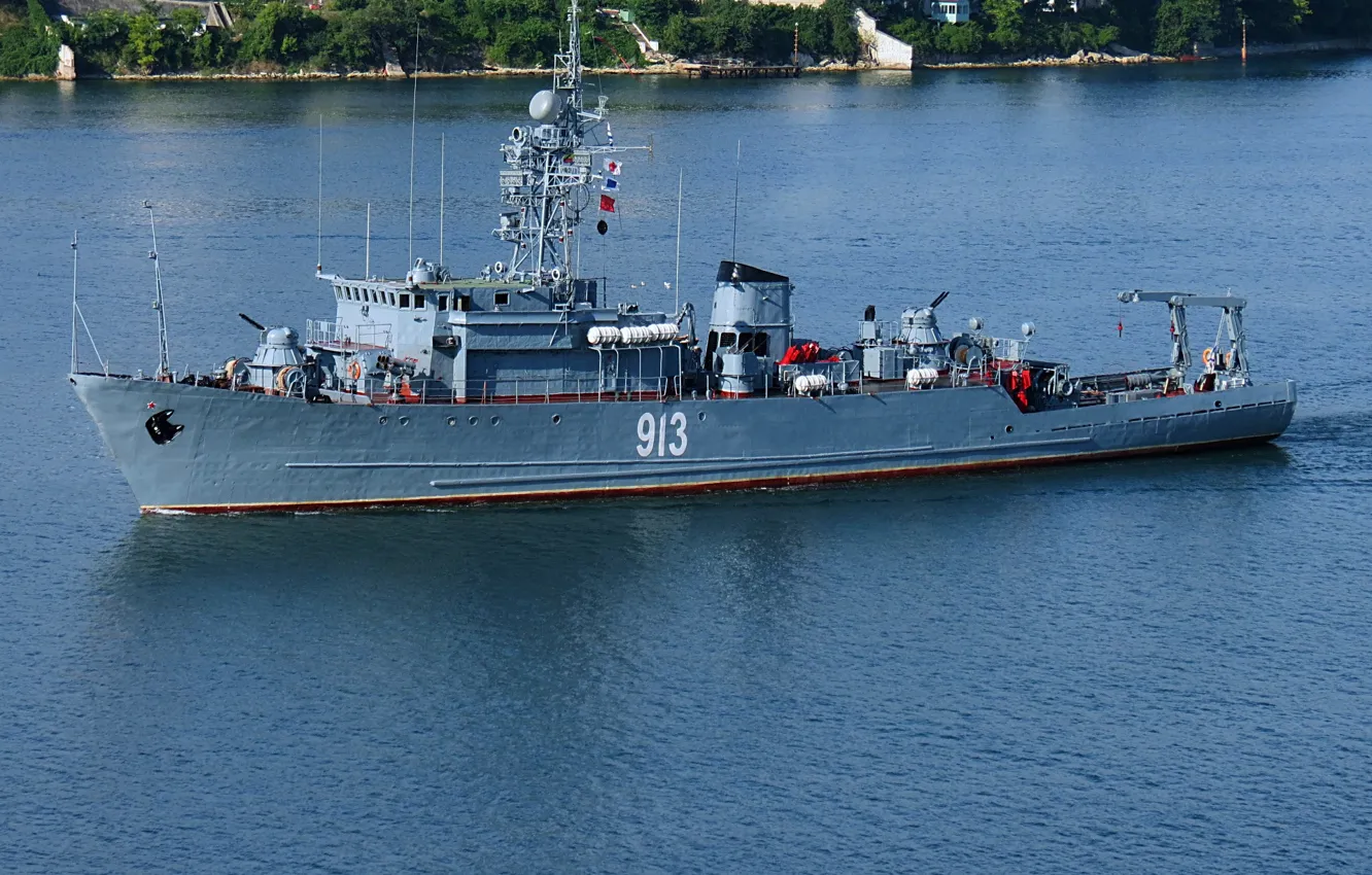Photo wallpaper sea, The black sea, minesweeper, Kovrovets, project 266m