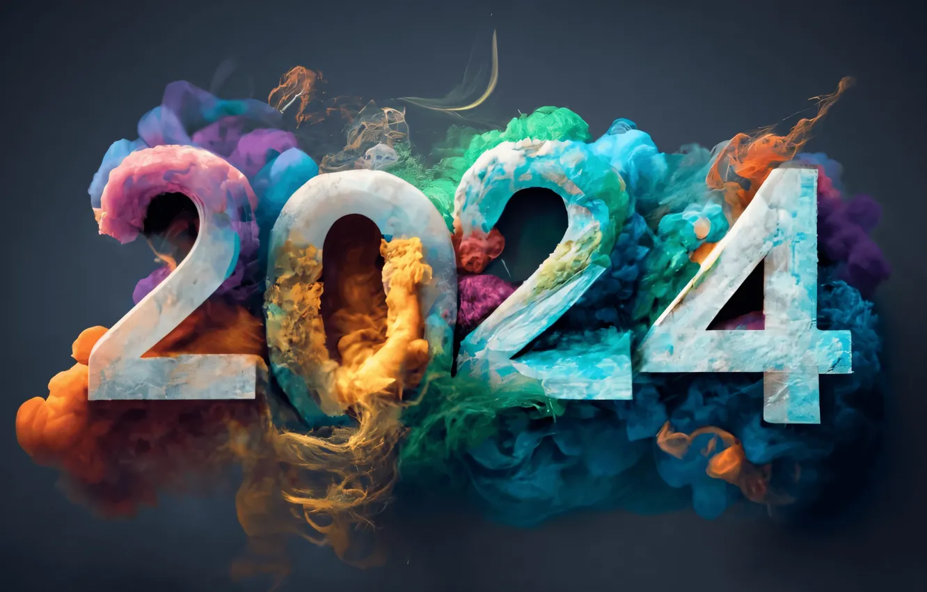 Photo wallpaper new year, figures, date, 2024