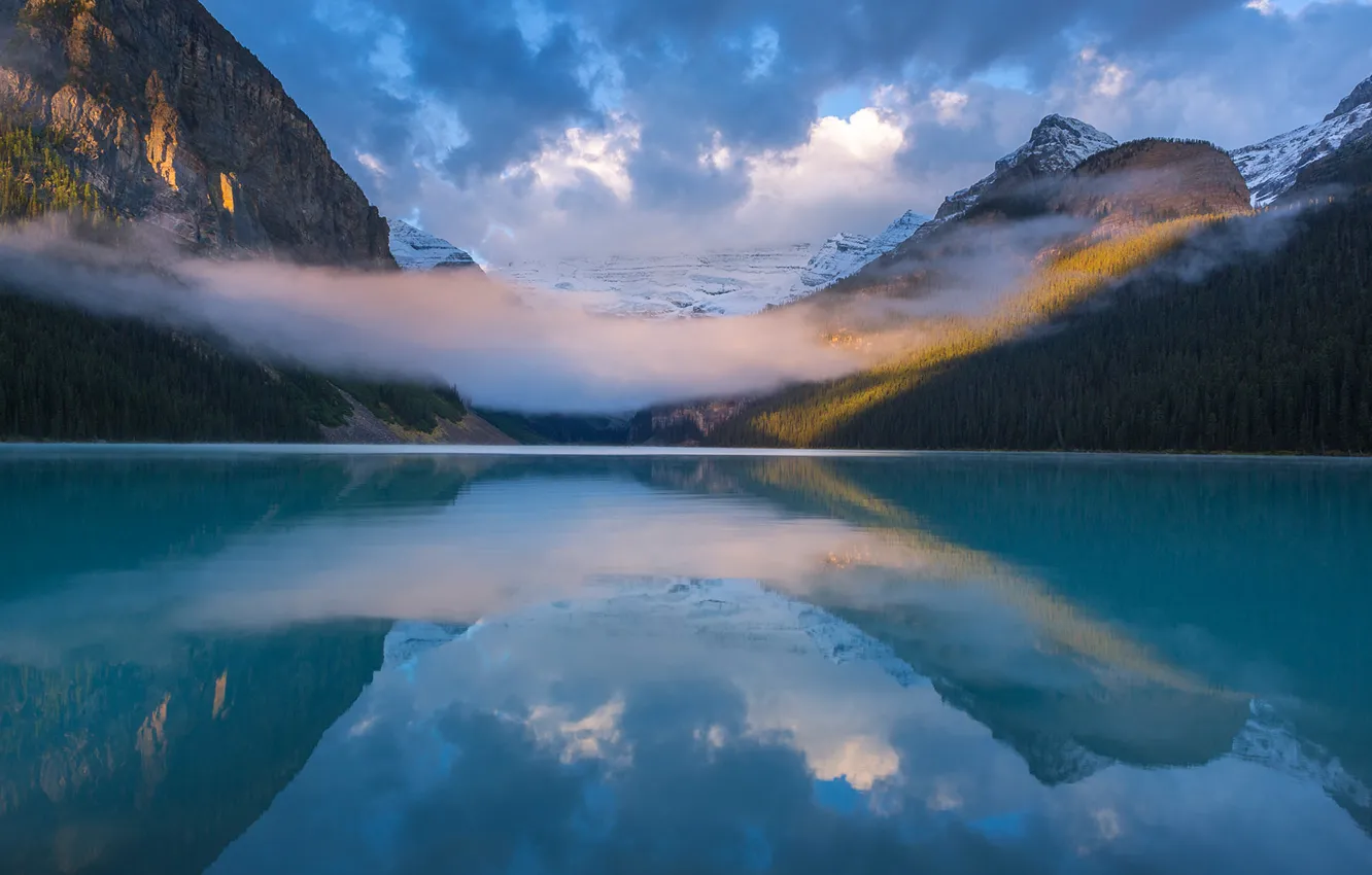 Photo wallpaper mountains, reflection, cloud, Canada, Albert, Banff national Park, lake Louise