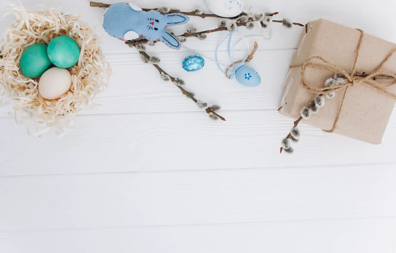 Photo wallpaper holiday, gift, toy, eggs, spring, rabbit, Easter, toy