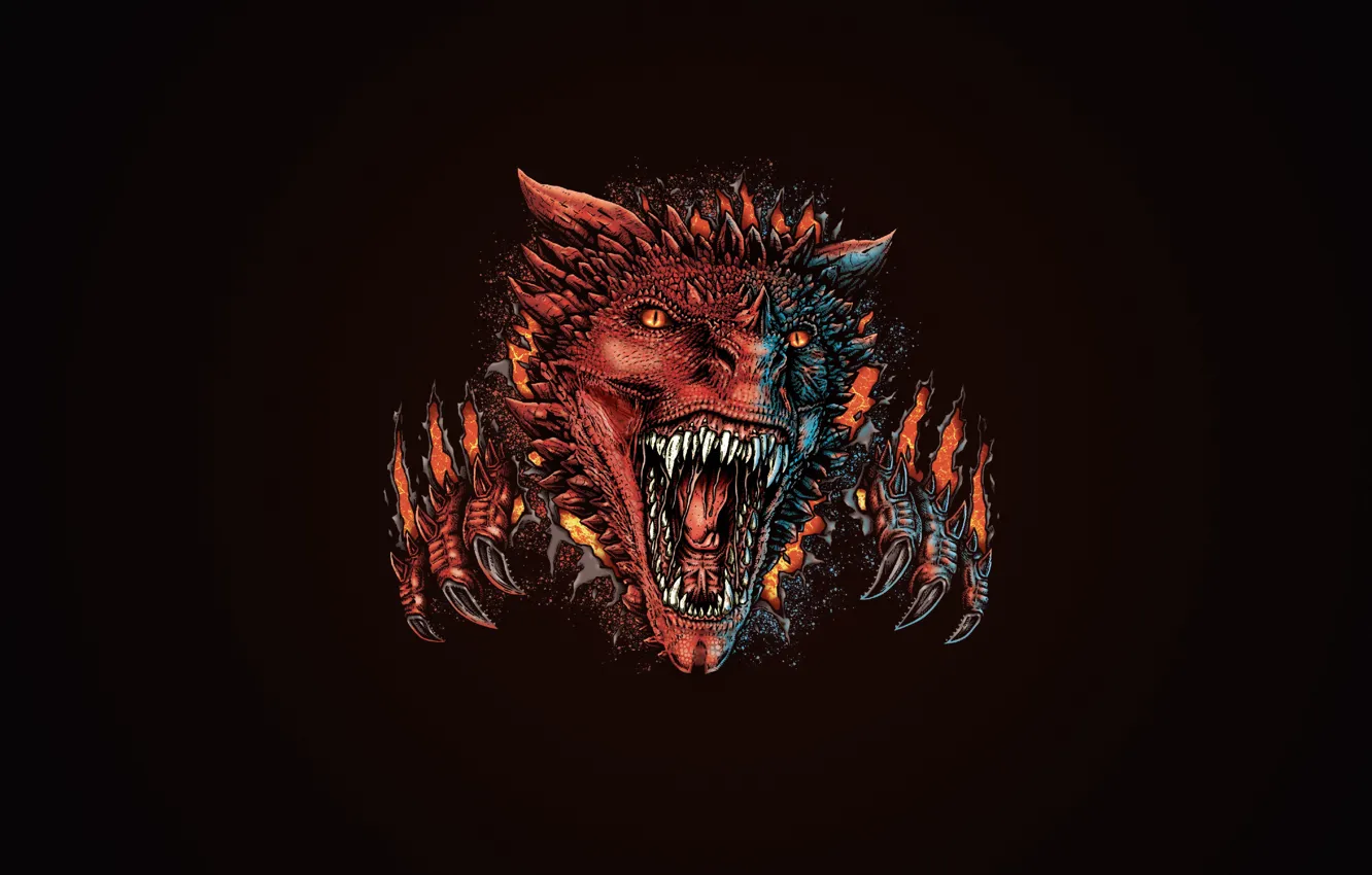 Photo wallpaper face, style, background, dragon, monster, minimalism, teeth, being