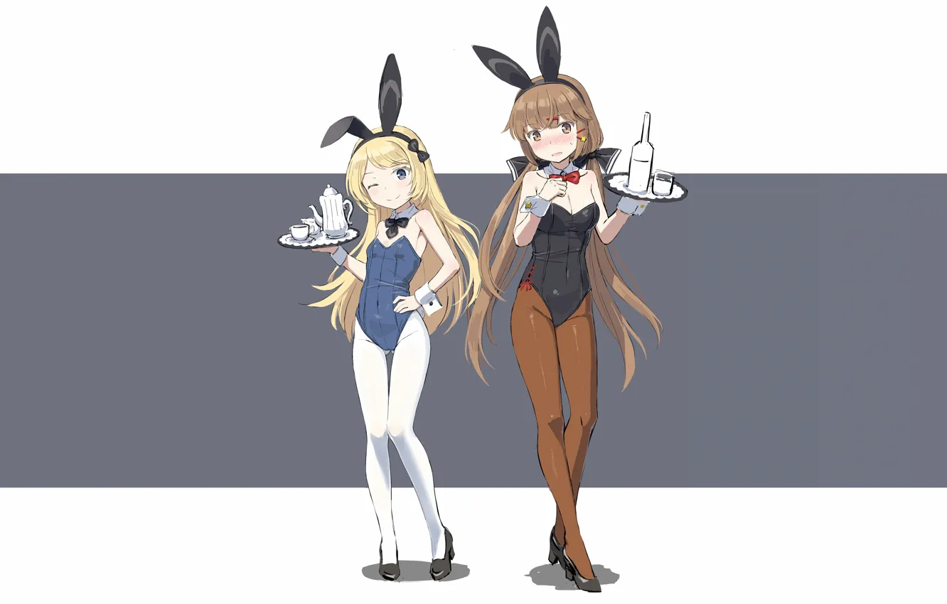 Photo wallpaper girl, sexy, cleavage, long hair, brown hair, boobs, anime, beautiful