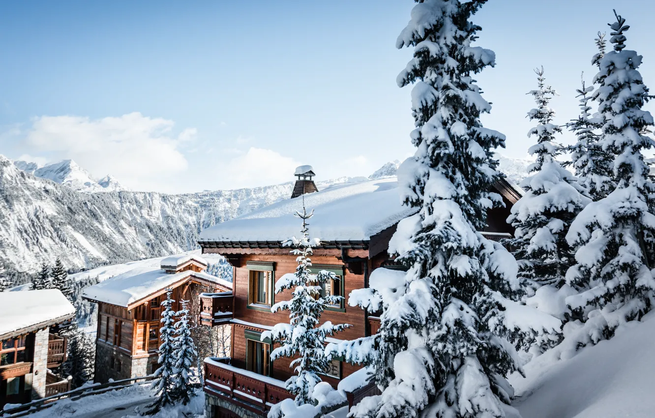 Photo wallpaper snow, mountains, home, Europe, Europe, French Alps, Ski Resort, ski resort