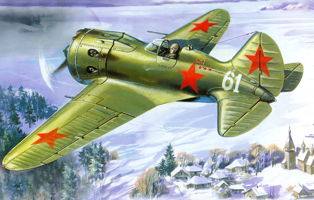 Photo wallpaper figure, art, THE SOVIET AIR FORCE, I-16 type 24, ass, fighter of the sixteenth