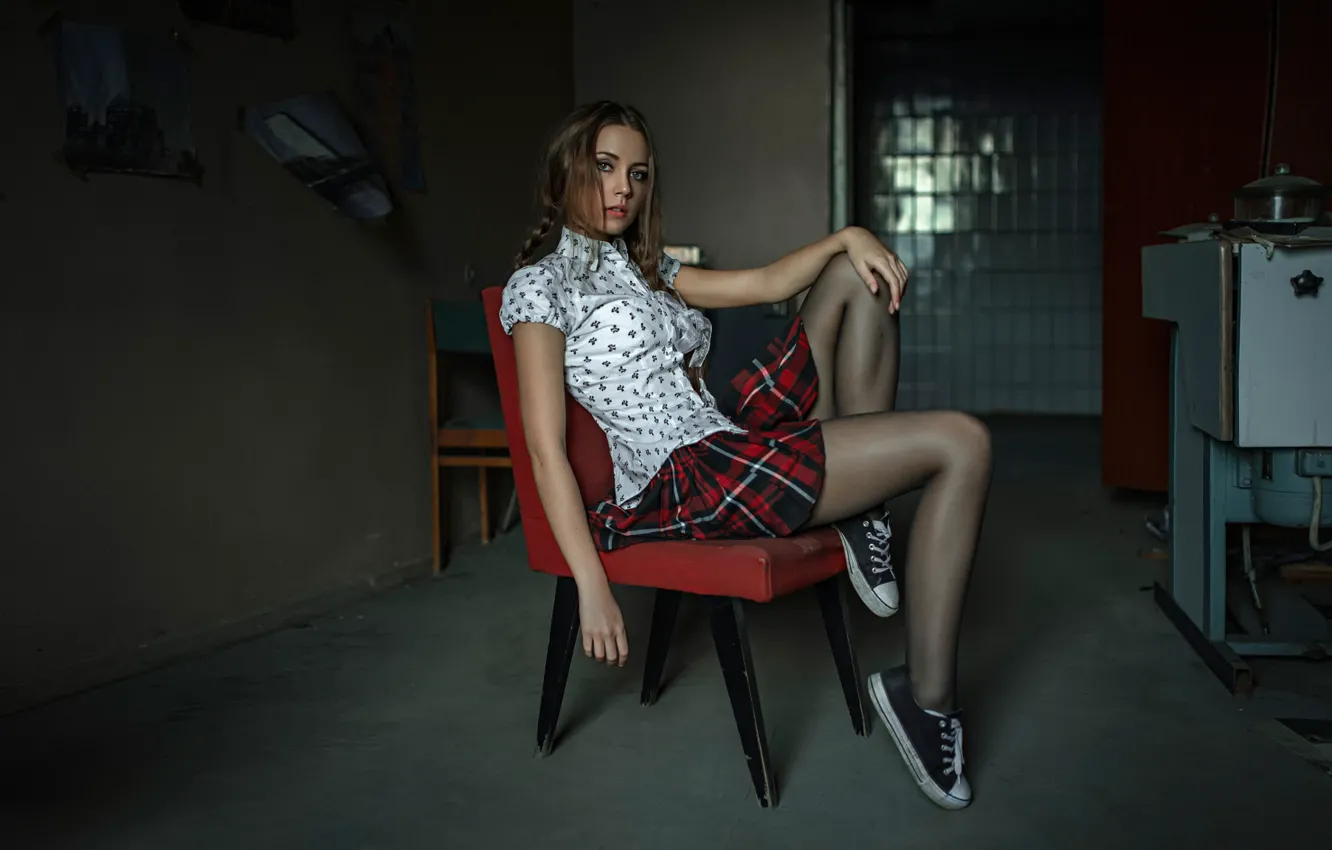 Photo wallpaper skirt, blouse, legs, George Chernyadev, Kseniya Kokoreva, Kseniya