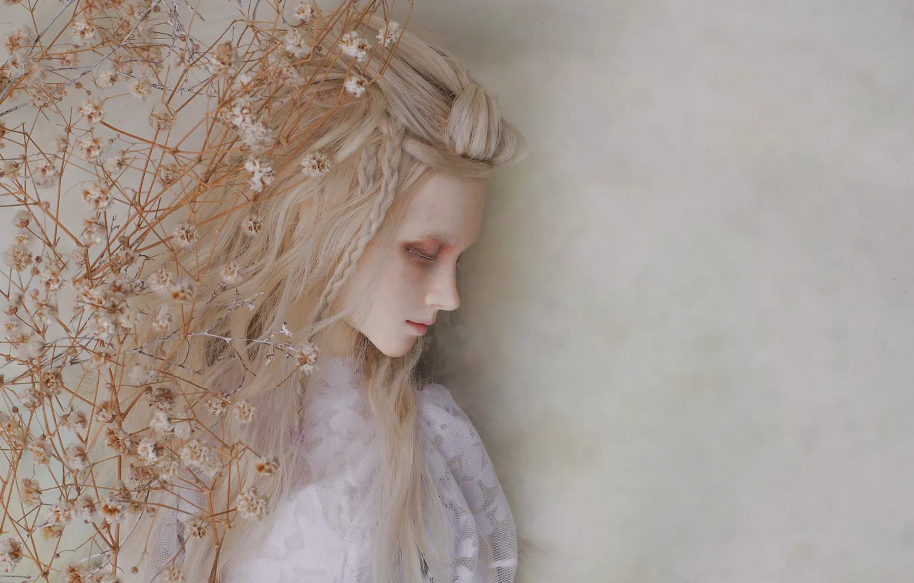 Photo wallpaper sadness, girl, mood, doll, blonde