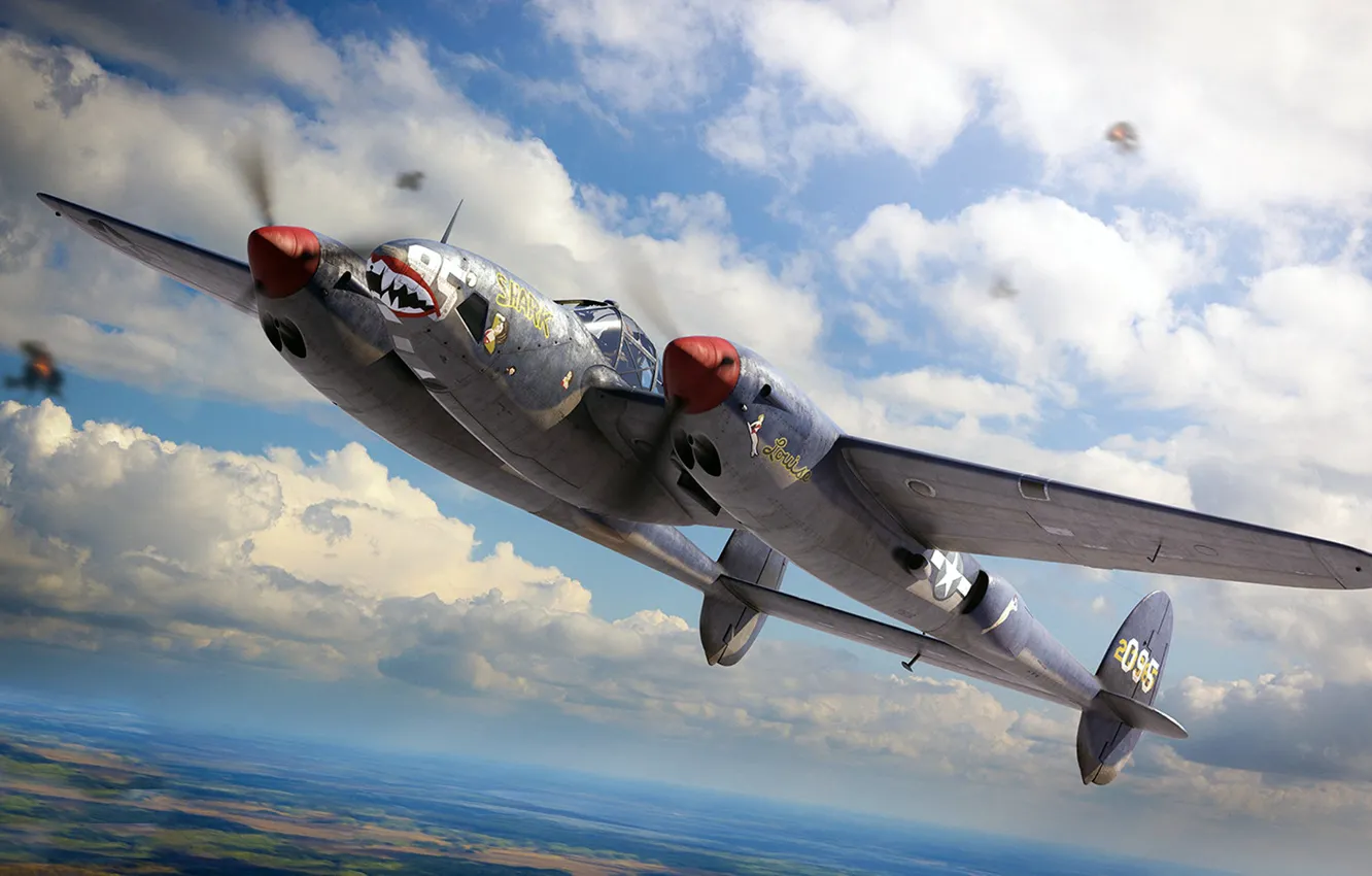 Photo wallpaper UNITED STATES AIR FORCE, Lockheed P-38 Lightning, American twin-engine heavy fighter