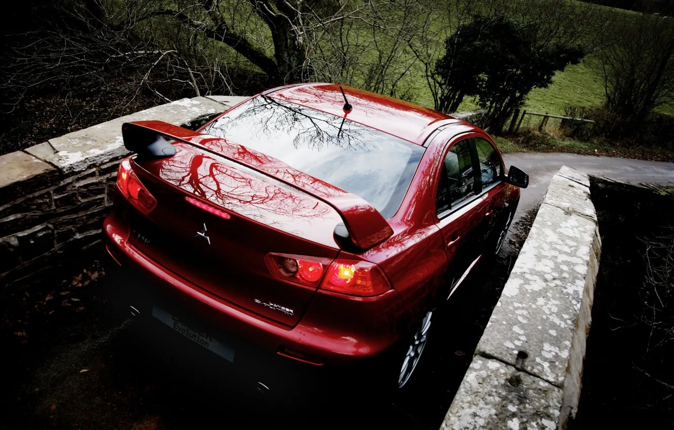 Photo wallpaper machine, Wallpaper, Mitsubishi, Lancer, red, back, Evolution X