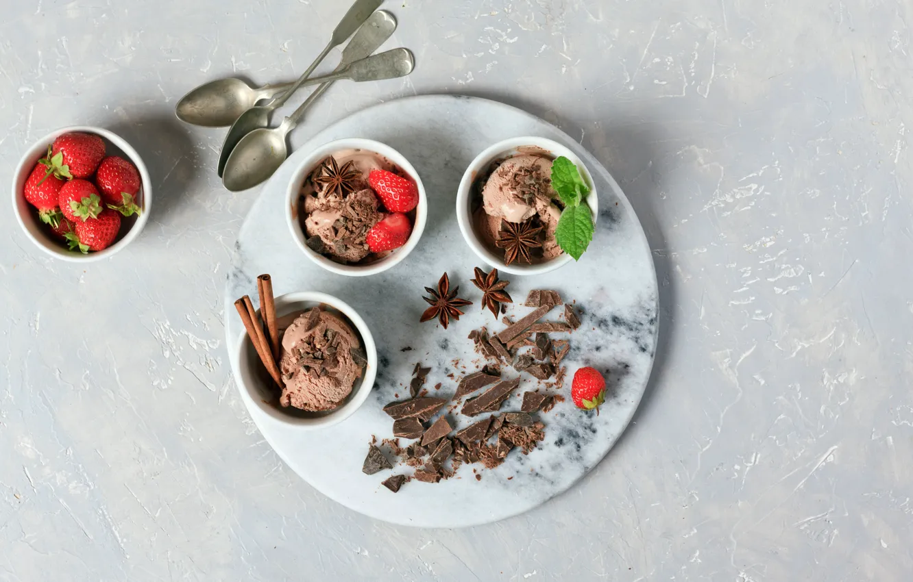 Photo wallpaper berries, ice cream, chocolate, Natasha Breen