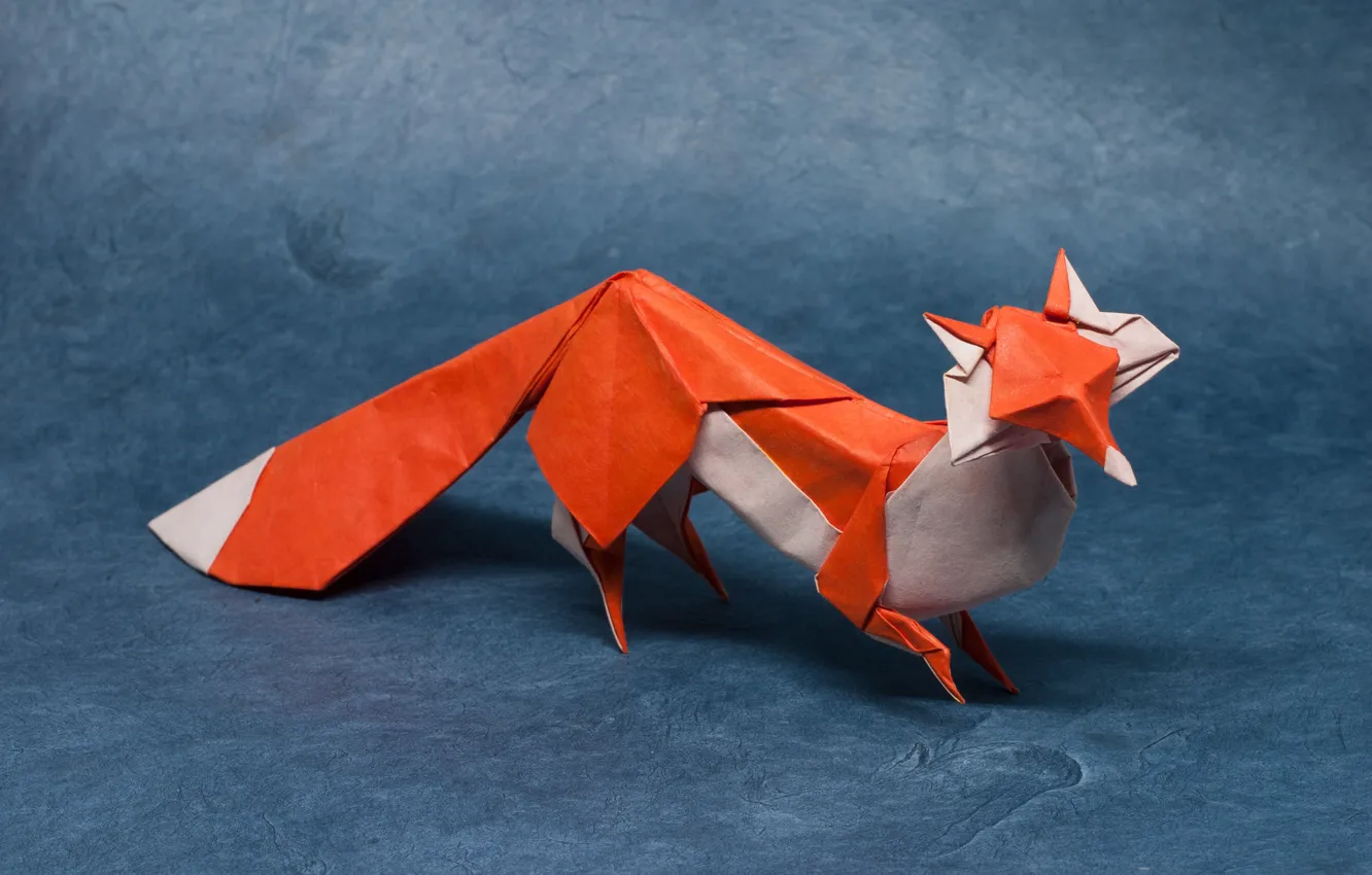 Photo wallpaper paper, predator, origami, Fox