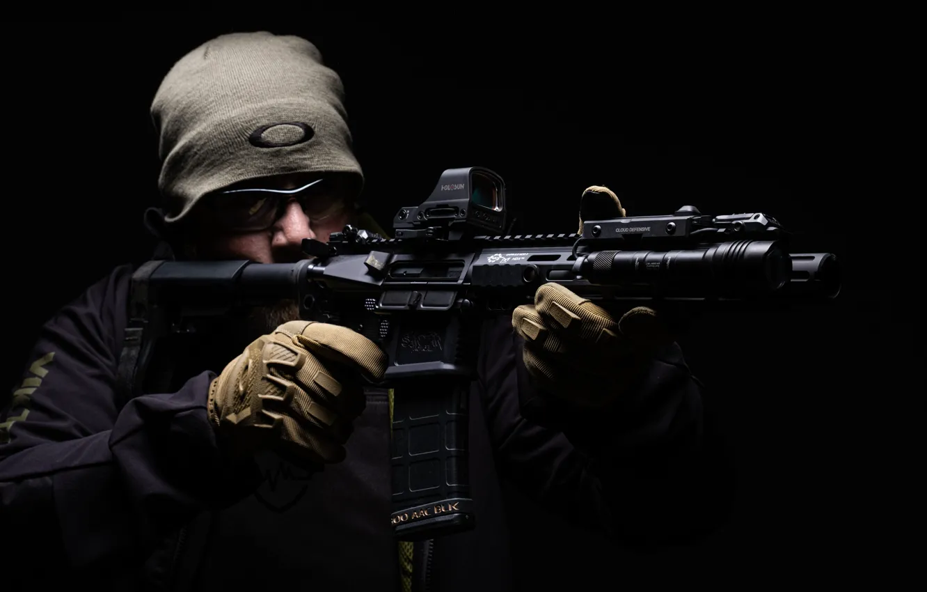 Photo wallpaper weapons, background, male