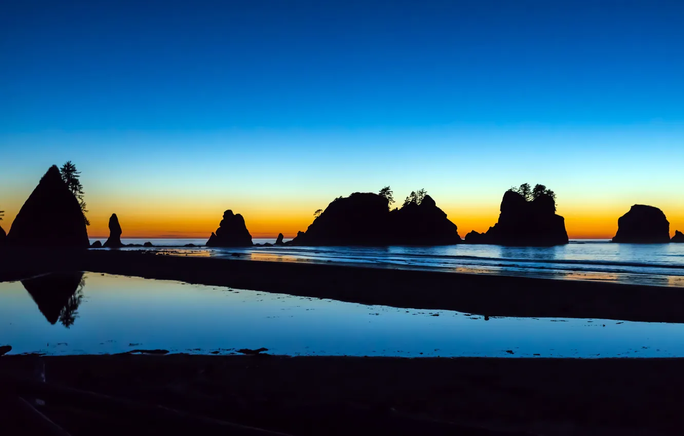 Photo wallpaper USA, Washington, Olympic National Park, Shi Shi Beach