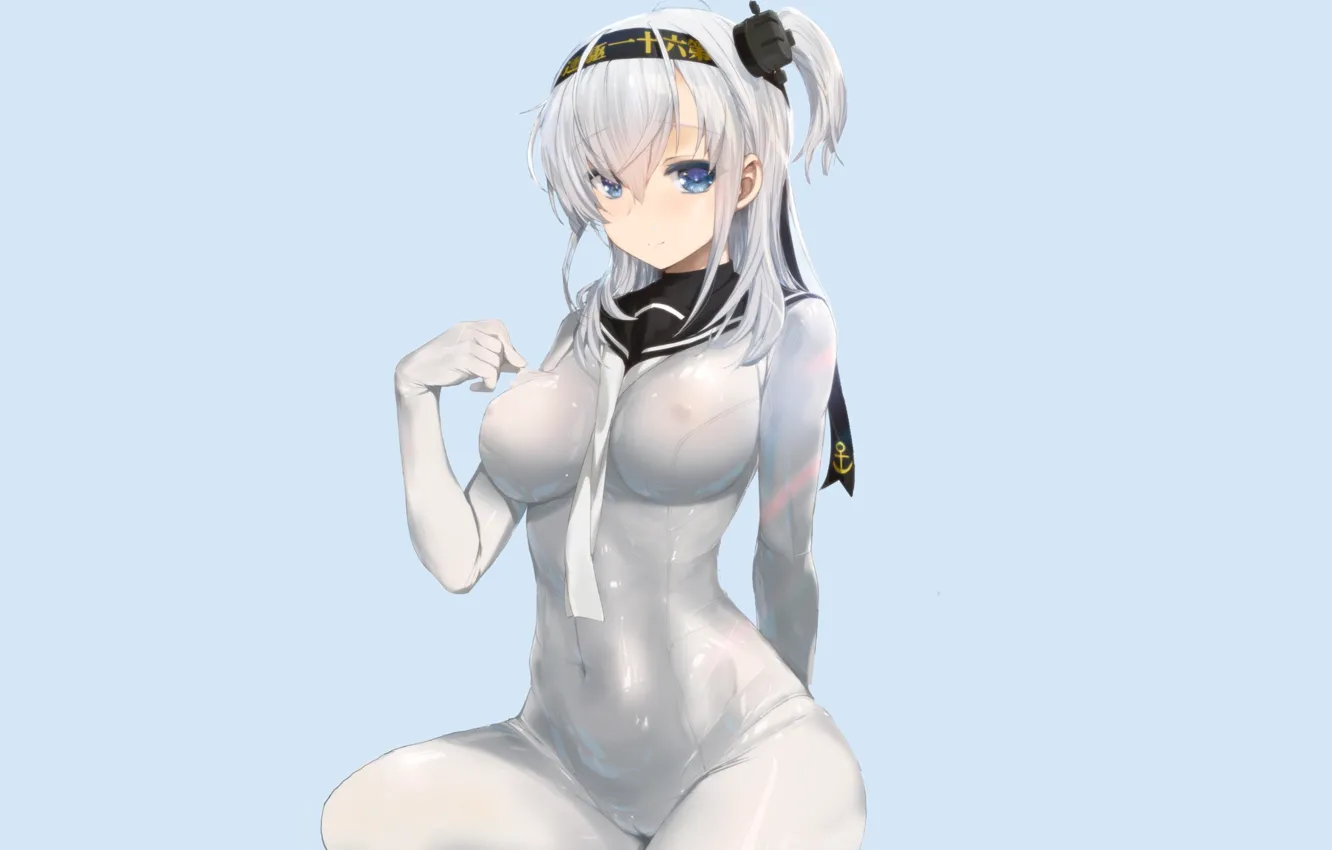 Photo wallpaper sexy, Anime, pretty, nipple, shiny, Kantai collection, Kantai, tight suit