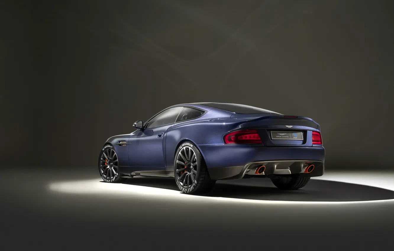 Photo wallpaper Aston Martin, Blue, Vanquish, Rear, Black Wheels, 2019, Callum