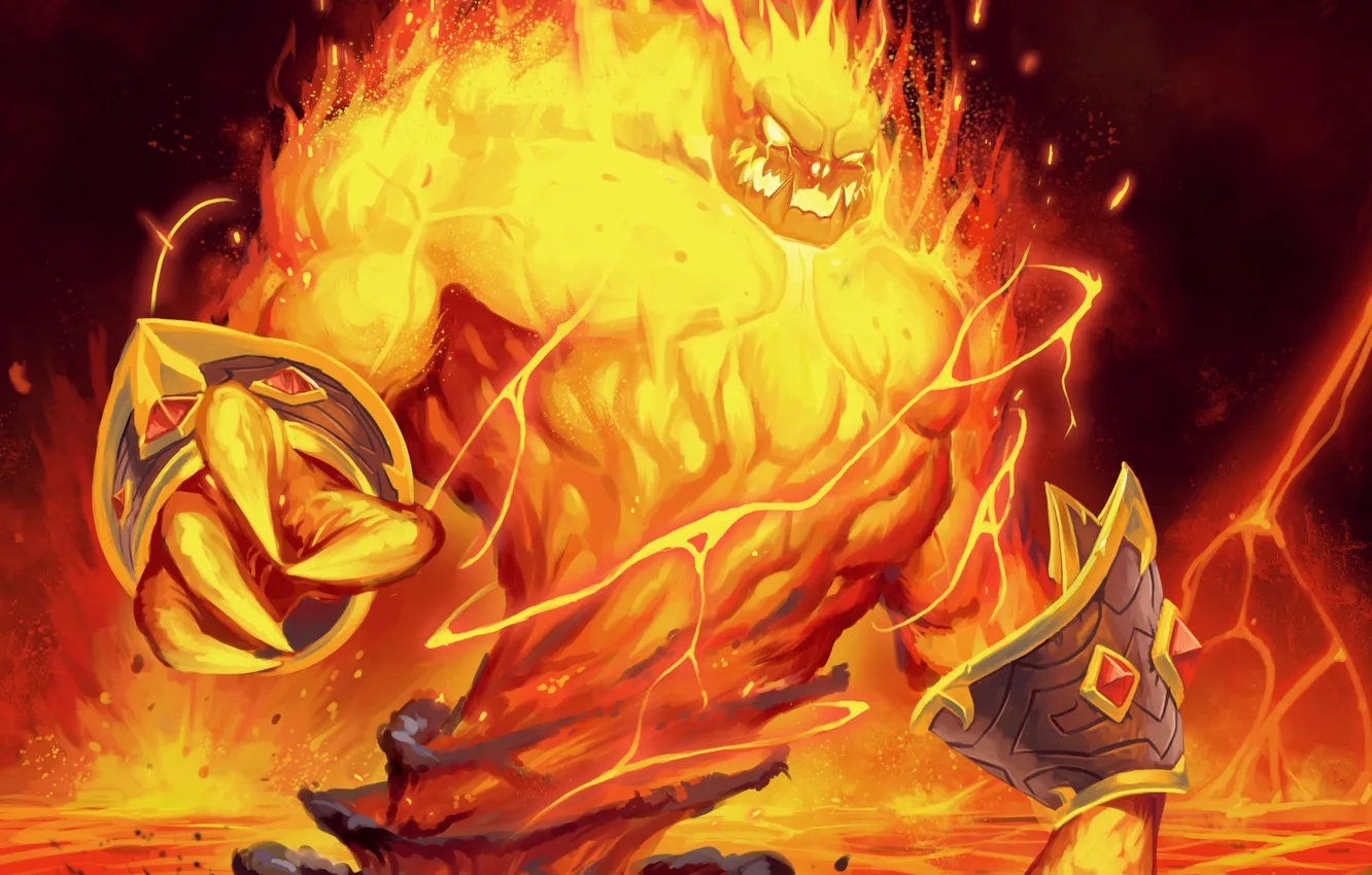 Photo wallpaper lights, map, being, art, lava, World of Warcraft, wow, elemental