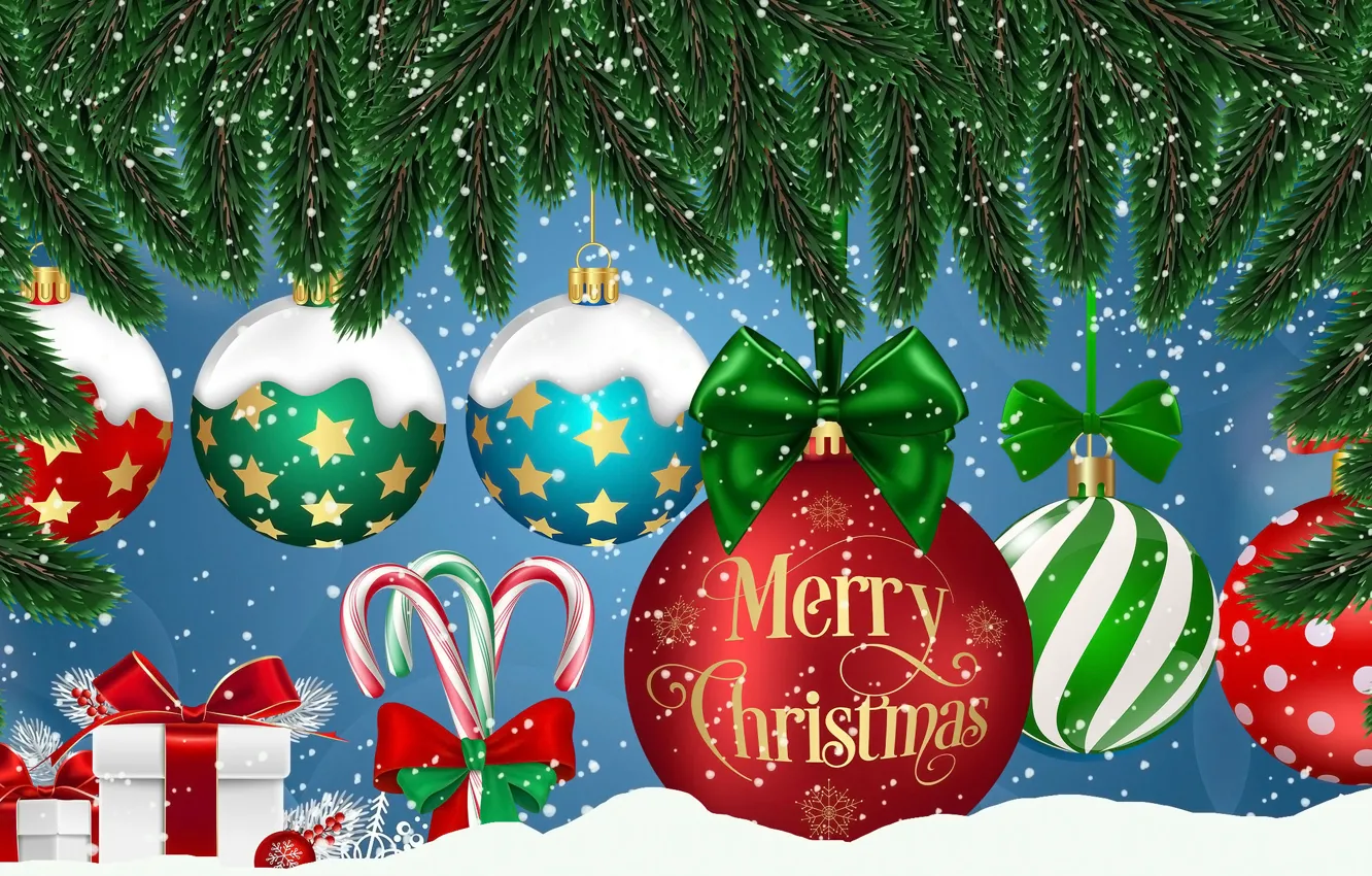 Photo wallpaper Congratulations, Christmas, Bombki