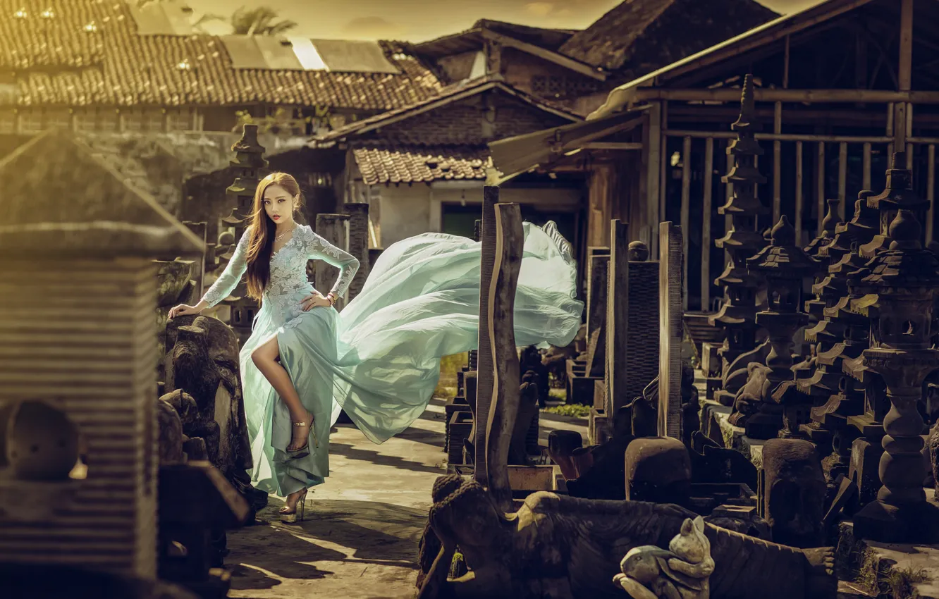 Photo wallpaper girl, style, dress, Asian