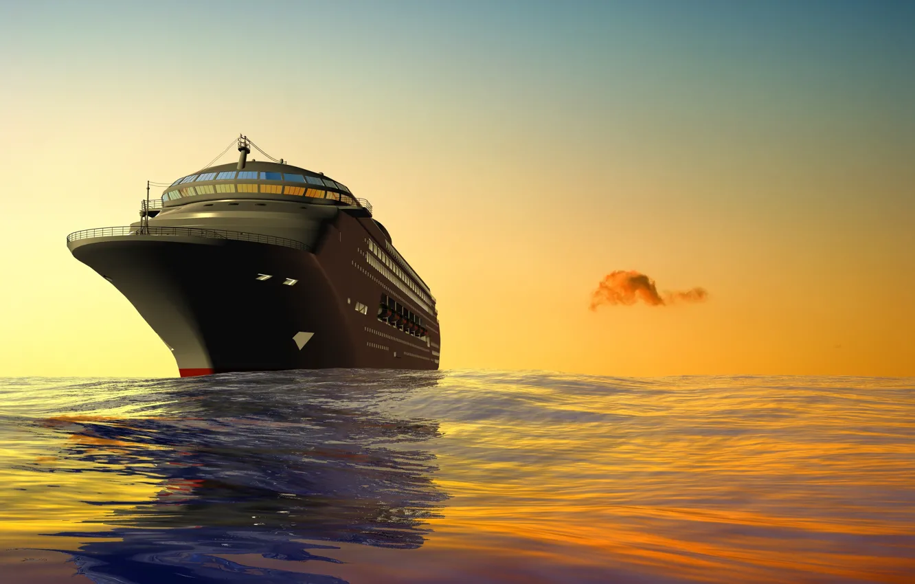 Photo wallpaper sea, the sky, ship, cruise liner, 3D