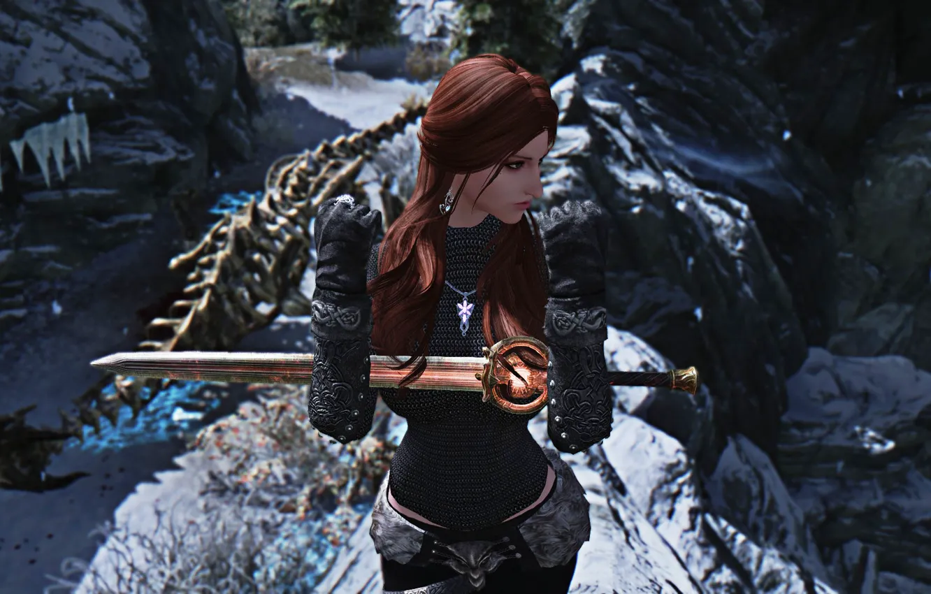 Photo wallpaper Skyrim, female, The Elder Scroll, Nord