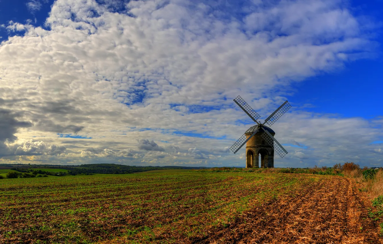 Photo wallpaper field, autumn, the sky, grass, clouds, nature, blue, England