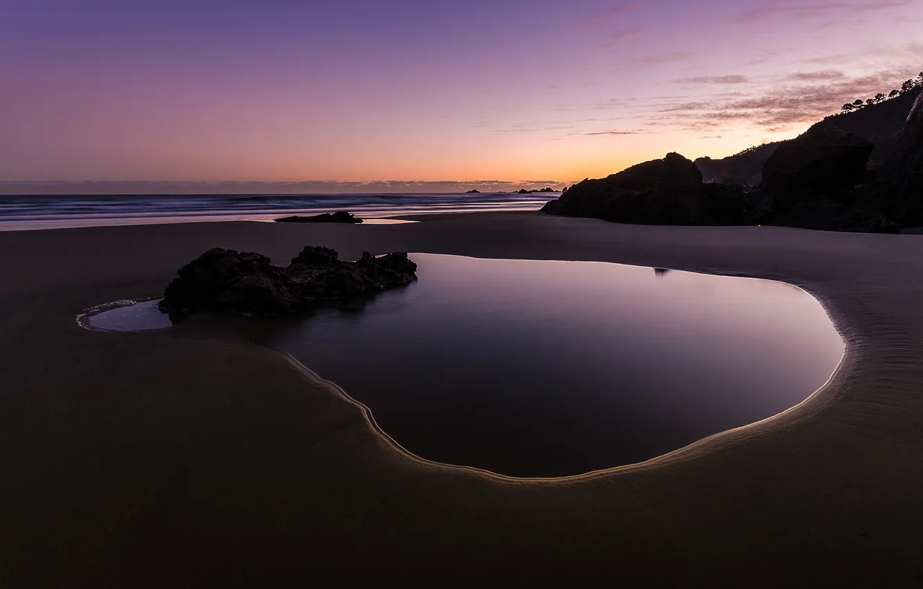 Photo wallpaper sea, beach, rocks, morning, Austria