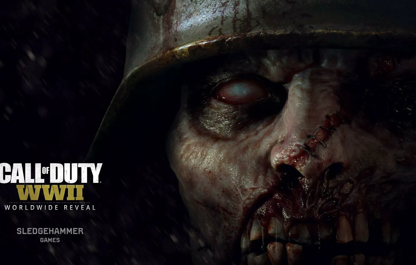Photo wallpaper zombie, blood, Call of Duty, game, soldier, monster, war, dead