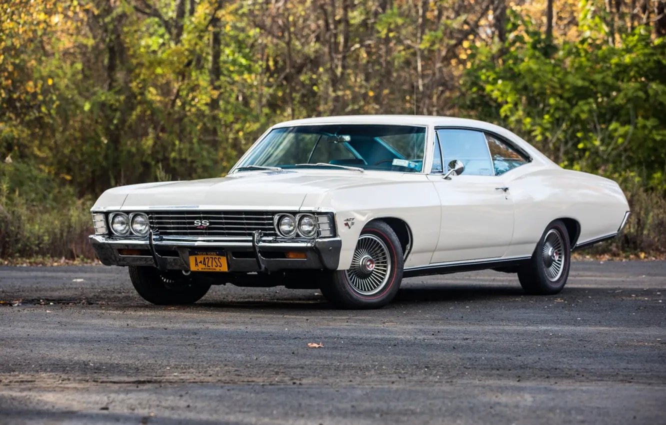 Photo wallpaper Chevrolet, Car, White, Impala, Muscle classic, 1967 Year, 427 SS