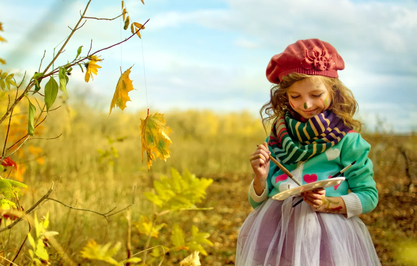 Photo wallpaper autumn, mood, paint, girl