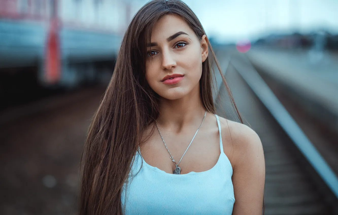 Photo wallpaper girl, portrait, brunette, Saul Ke