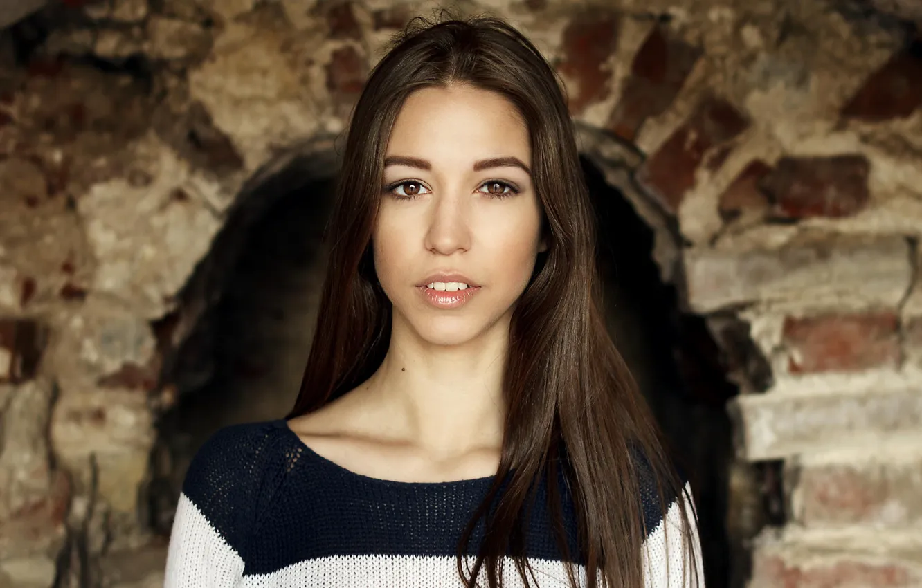 Photo wallpaper girl, eyes, view, model, hair, Katerina, jacket