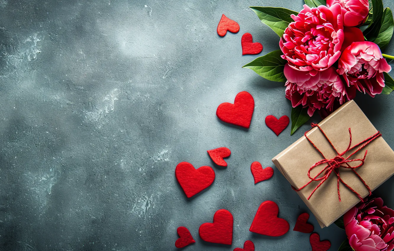 Photo wallpaper love, flowers, gift, romance, love, happy, Valentine's day, heart
