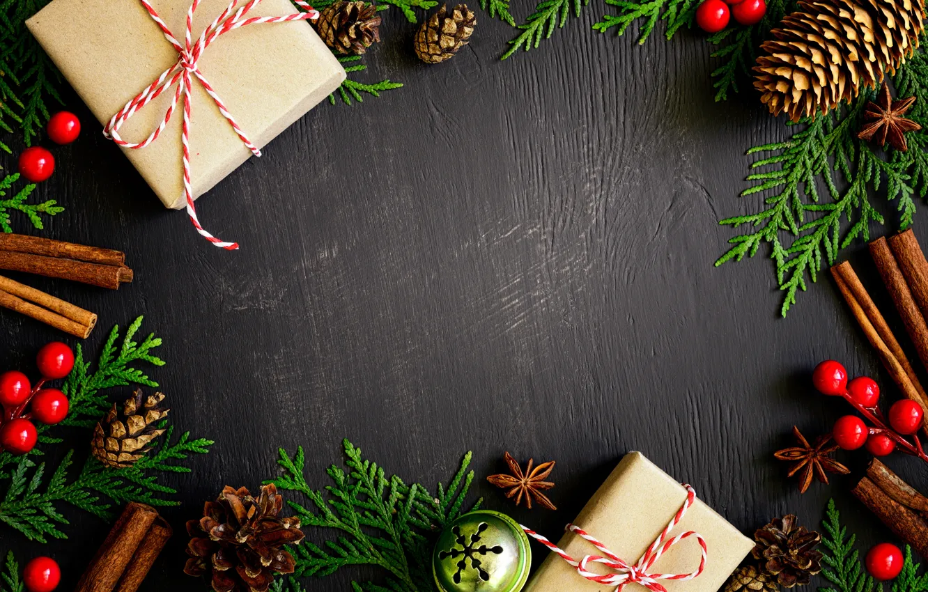 Photo wallpaper New Year, Christmas, christmas, balls, merry christmas, gift, decoration, xmas