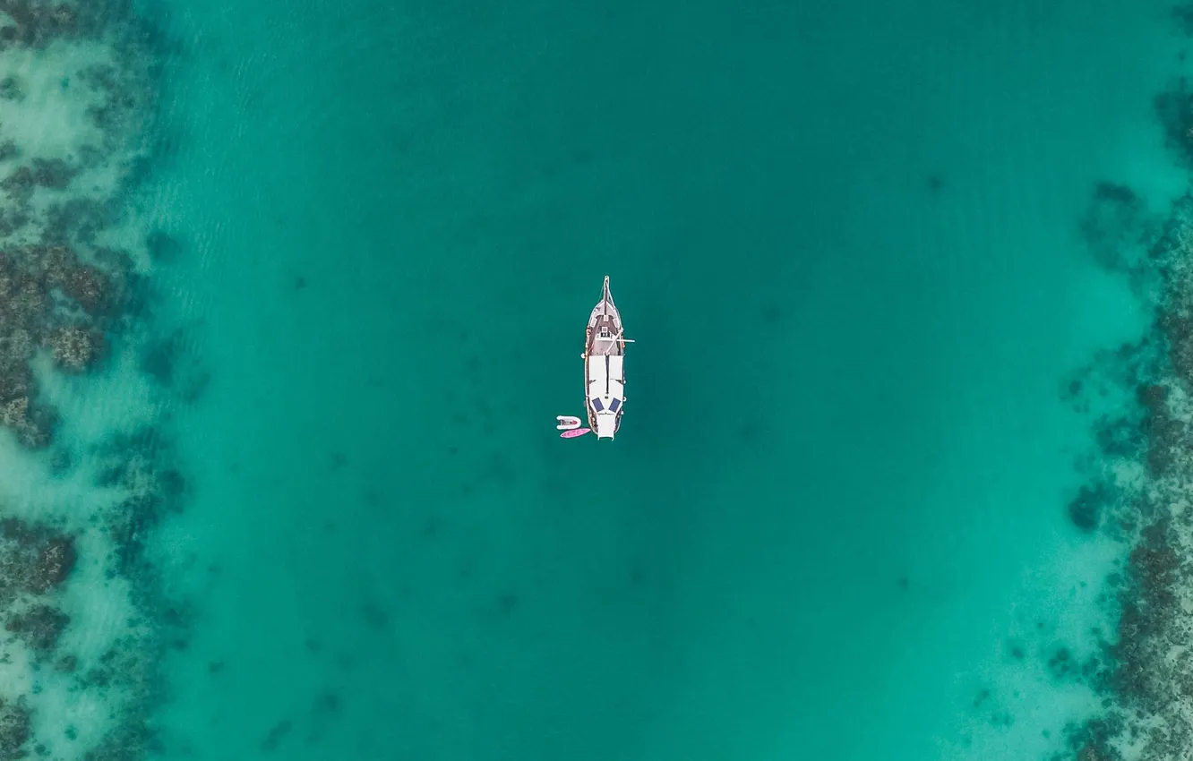 Photo wallpaper the, at anchor, boat, yacht, the ocean, Strait