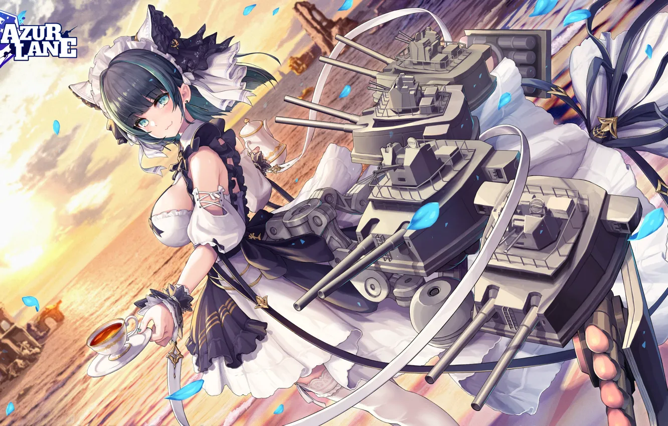 Photo wallpaper girl, sexy, cleavage, thighhighs, dress, boobs, anime, beautiful