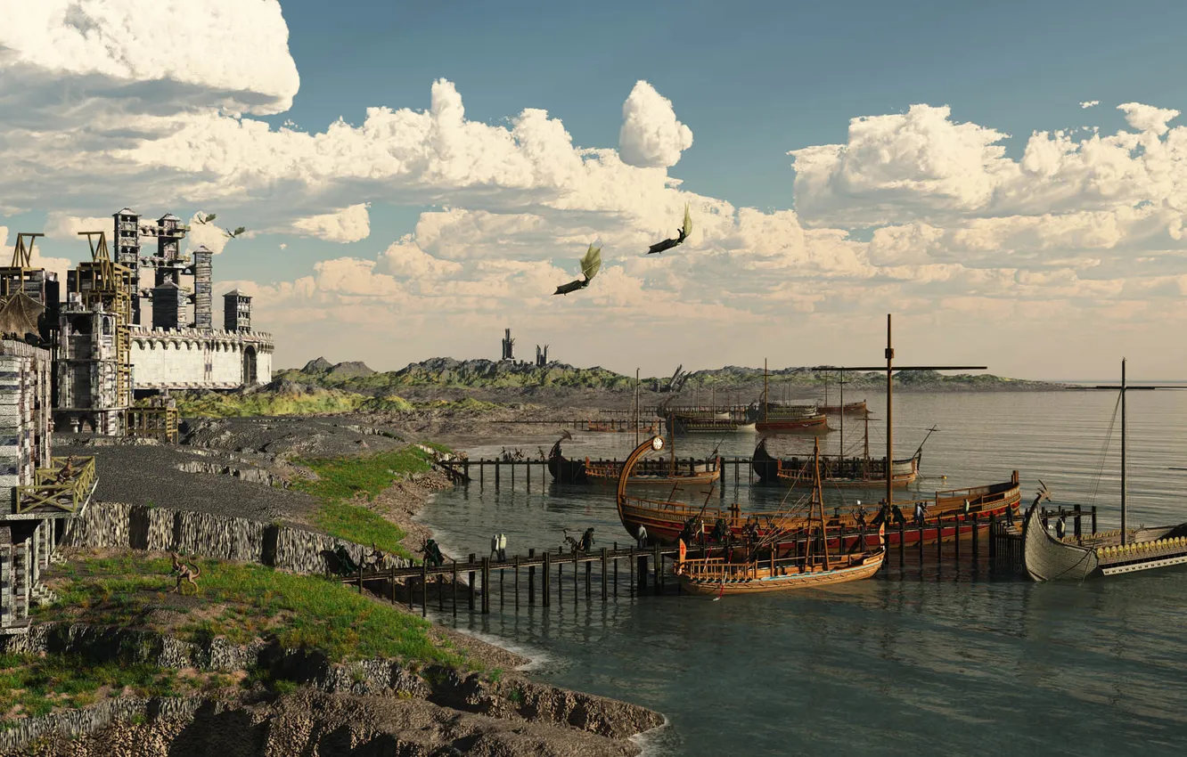 Photo wallpaper art, Artur Rosa, Dragul Docks, fantasy мир