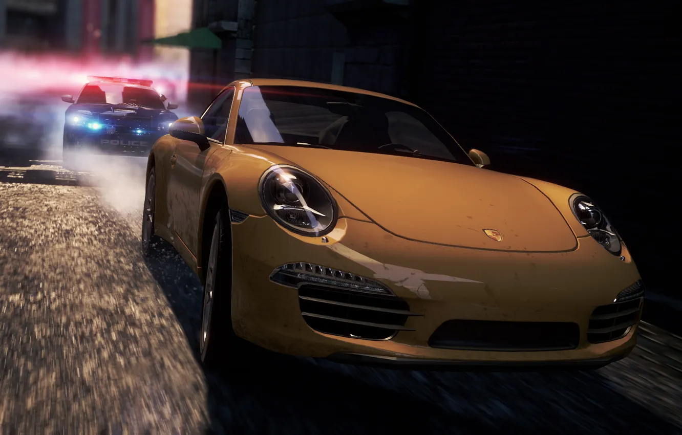 Photo wallpaper race, police, chase, Porsche, sports car, need for speed most wanted 2