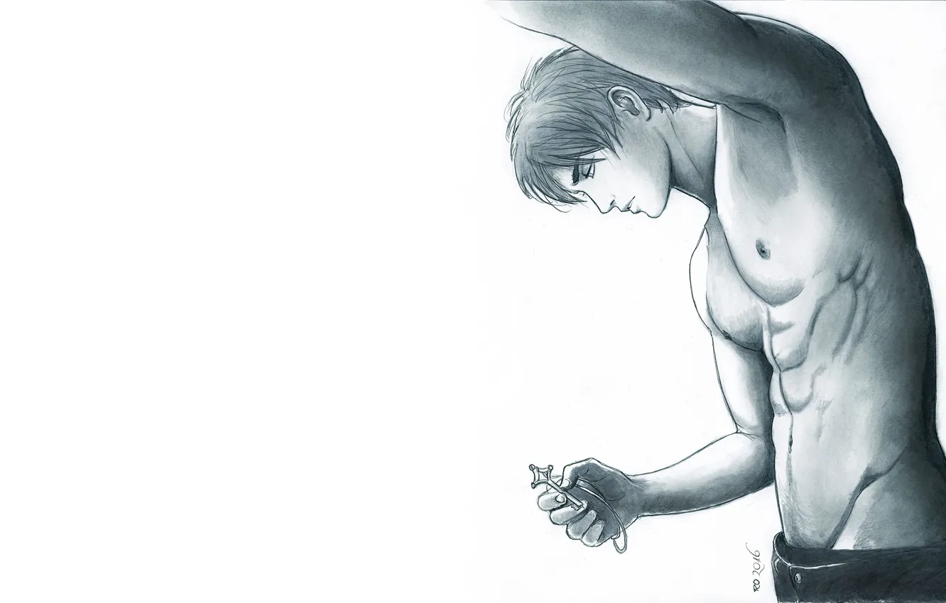 Photo wallpaper key, guy, Shingeki no Kyojin, Attack Of The Titans, Eren Yeager, pencil drawing, by redwarrior3