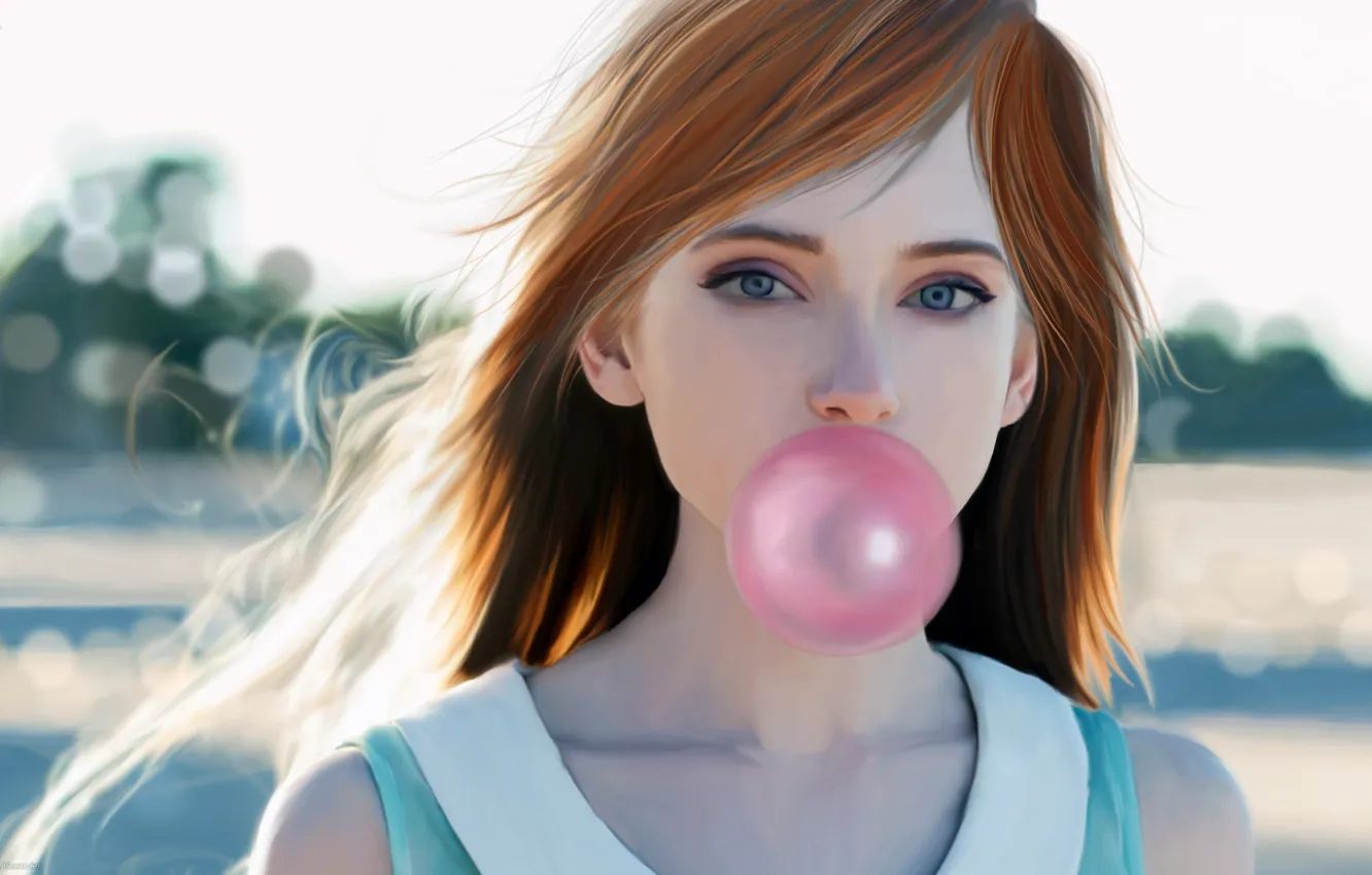 Photo wallpaper look, girl, balls, hair