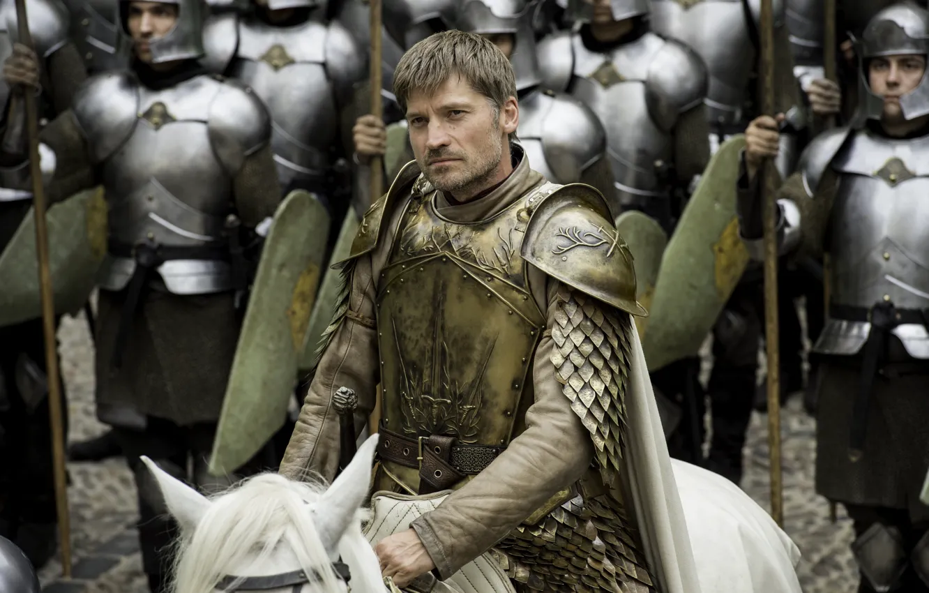 Photo wallpaper horse, horse, armor, army, Game of Thrones, Game of thrones, Nikolaj Coster-Waldau, Nikolaj Coster-Waldau