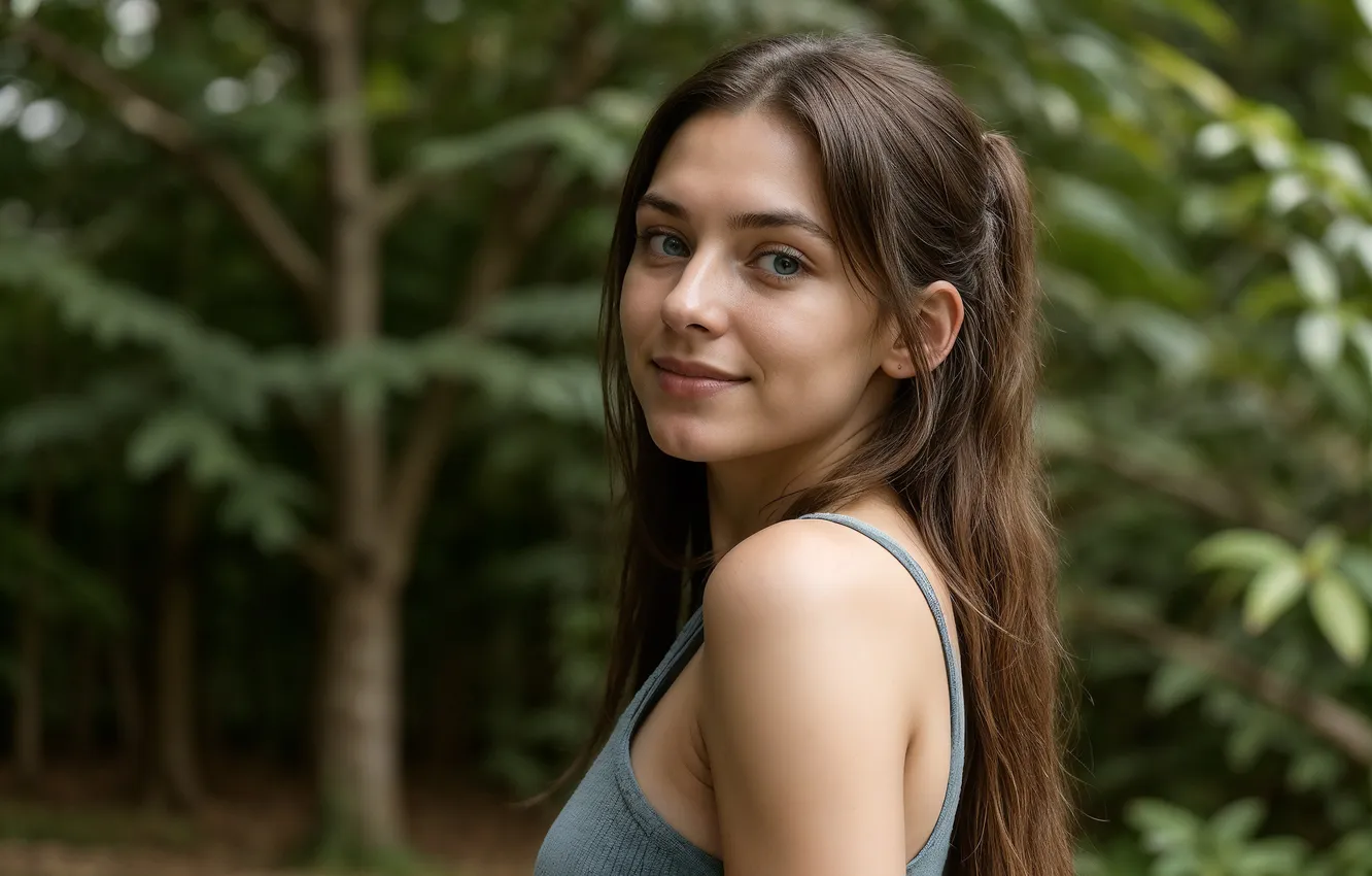 Photo wallpaper girl, happiness, smile, Park, art, walk, beautiful