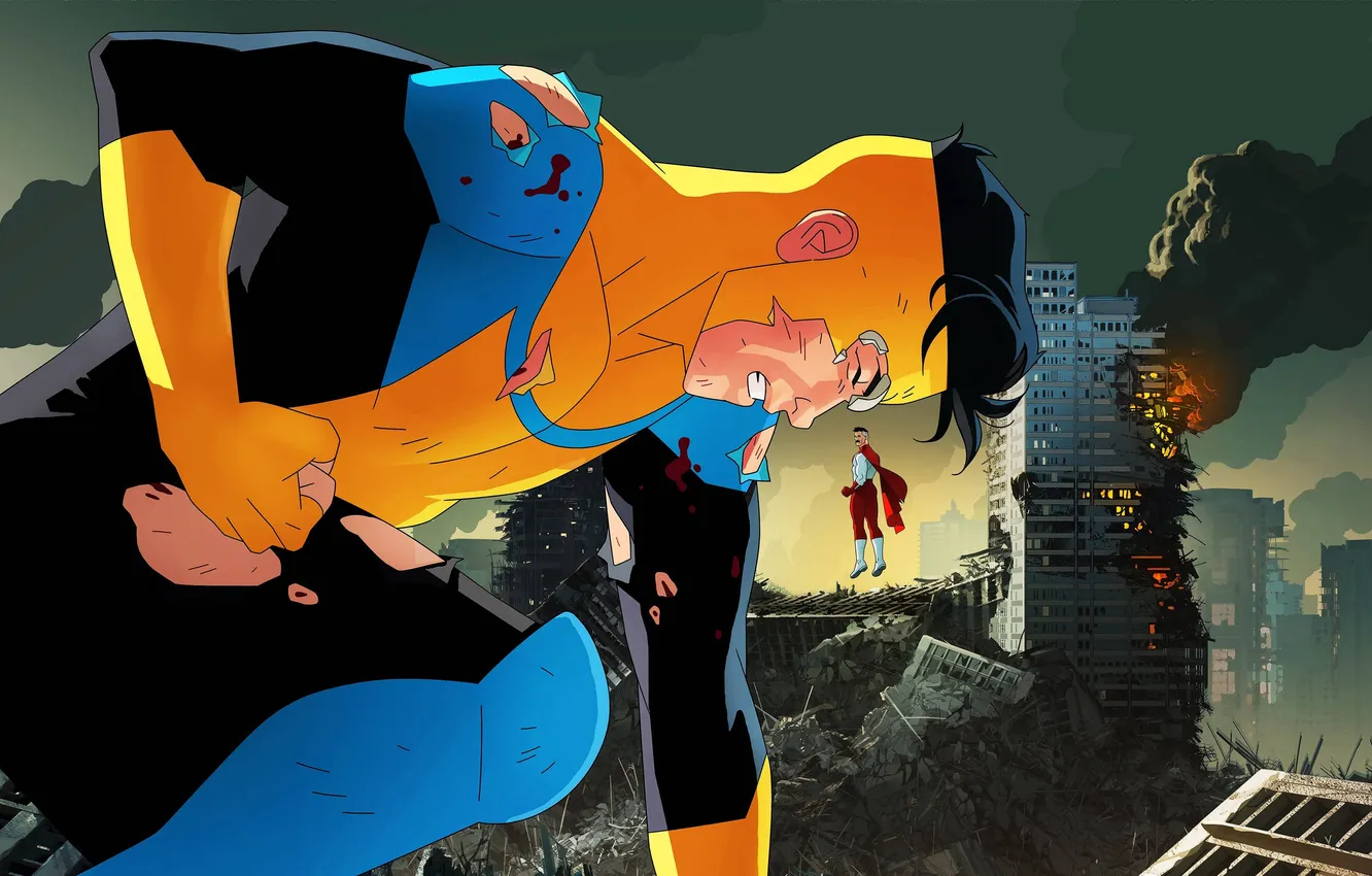 Photo wallpaper mark, fight, series, battle, invincible, omni man